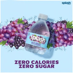SPLASH REFRESHER Acai Grape Flavor Water 8 Fl Oz (Pack of 24), Clear