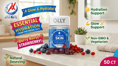 (1X Bottle)✨ OLLY Glowing Skin Gummy, Hyaluronic Acid, Colla ✨