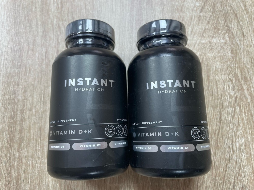 *2 PACK* Instant Hydration Vitamin D+K Dietary Supplement 90 Capsules Exp 08/26