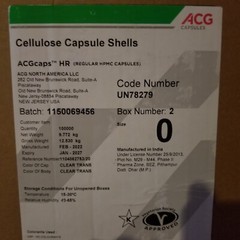 10,000 Clear Size 0 EMPTY HPMC Capsules VEGAN KOSHER HALAL ACGCAPS EXP 1/27