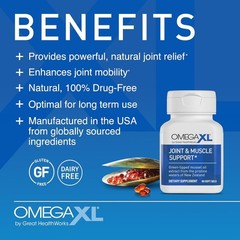 OmegaXL Joint Support Supplement, for Relief – Natural Muscle Support, Green Lip
