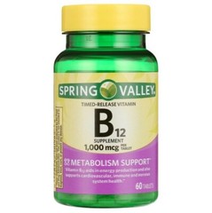 Spring Valley Timed-Release Vitamin B12 Tablets, 1,000 mcg, 60 Count