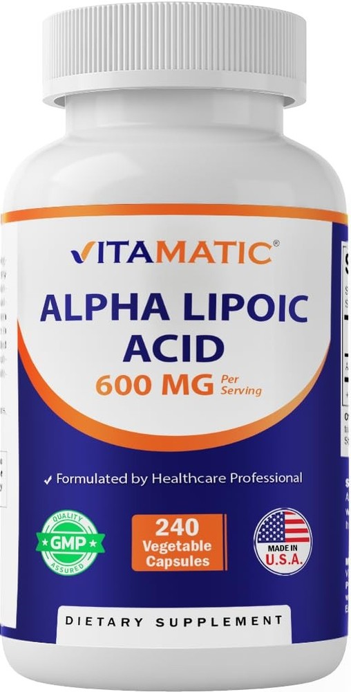 Vitamatic Alpha Lipoic Acid (ALA) 600mg Per 240 Count (Pack of 1), No Color