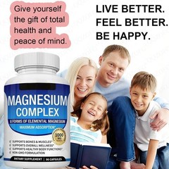 1~5x Magnesium Complex Supplement 8 Elemental 1000mg – Vegan Non-GMO 90 Capsules
