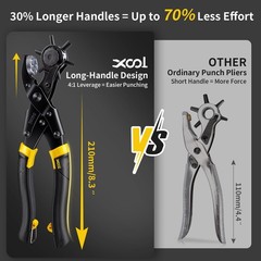 XOOL Round & Oval Leather Hole Punch Set, Upgraded Long Handle Revo… Fast Ship
