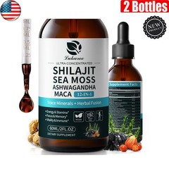 2*Himalayan Shilajit Drops 12-in-1 Complex Sea Moss,Ashwagandha,Maca 60ML/2 oz