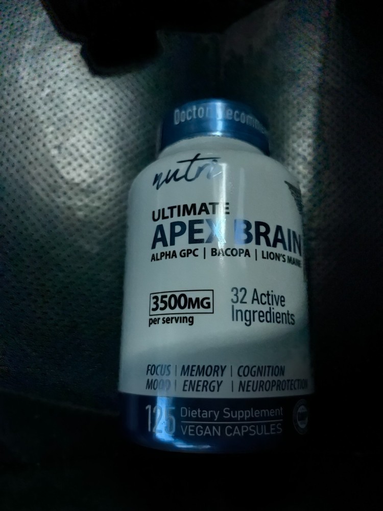 Nutri Ultimate Apex Brain with Alpha GPC Bacopa Lions Mane 3500mg 125 Vegan Caps