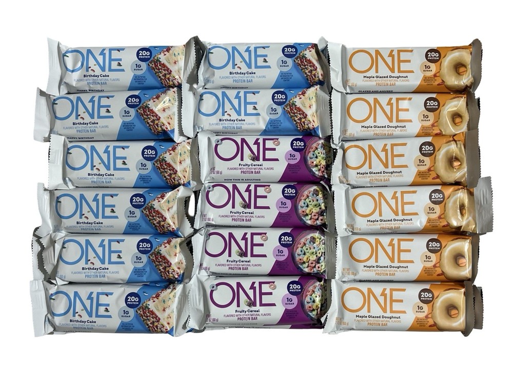 (52) ONE Bars ~ 3 Assorted Flavors ~ 20g Protein ~ Gluten Free ~ BB: 09/30/2026+