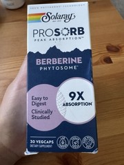 Solaray ProSorb Berberine Phytosome 30 VegCaps Peak Absorption EXP 02/2027