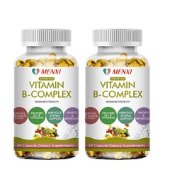 2 Bottles Vitamin B Complex Caps B1,B2,B3,B5,B6,B7,B9,B12, Immune Support Pills