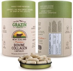 Bovine Collagen Capsules 3000mg Grass Fed, Whole Food Bovine Collagen Pills for