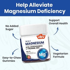 14-in-1 Magnesium Complex Gummies – with Ashwagandha, L-Theanine, D3 & Zinc –…