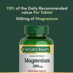 Nature’s Bounty Magnesium 500 mg Tablets, High Potency 200 Count (Pack of 1)