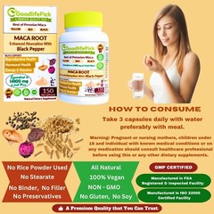 Best Maca Root Capsules. Yellow Maca Black Maca Red Maca & Black Pepper-150 Caps