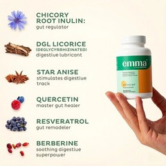 Emma Digestive Support Supplement Inulin DGL Licorice Flatter Tummy Gut Comfort