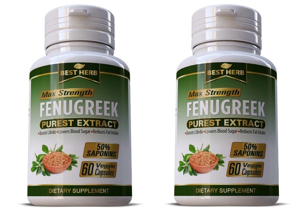 2 BOTTLES – Fenugreek 2000mg Testosterone Booster Pills 120 CAPSULES LOT 1/2028