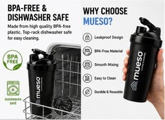 Protein Shaker Bottle 24oz / 700ml, Leakproof BPA-Free Shaker Cup with Mixing