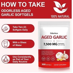 1 PACK Elare Aged Garlic Extract, 300 Softgels, 7500mg Odorless | Heart & Immune