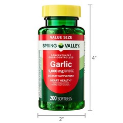 Spring Valley Odor-Controlled Garlic Softgels Value Size, 1,000 mg, 200Count