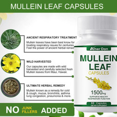 Mullein Leaf Extract 1500mg Lung Cleanse Respiratory Herbal Capsules