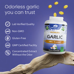 Odorless Pure Garlic 3000 mg per Serving Maximum Strength 150 Soft gels