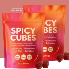 Peach Gummies Spicy Cubes 30 Gummies 2 Bag Support for Calm and Relaxation Hot
