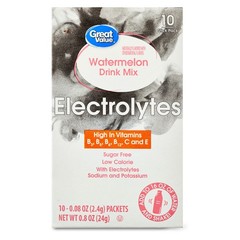 Great Value Sugar Free Watermelon Electrolytes Powdered Drink Mix, 0.8 Oz, 10 Pa