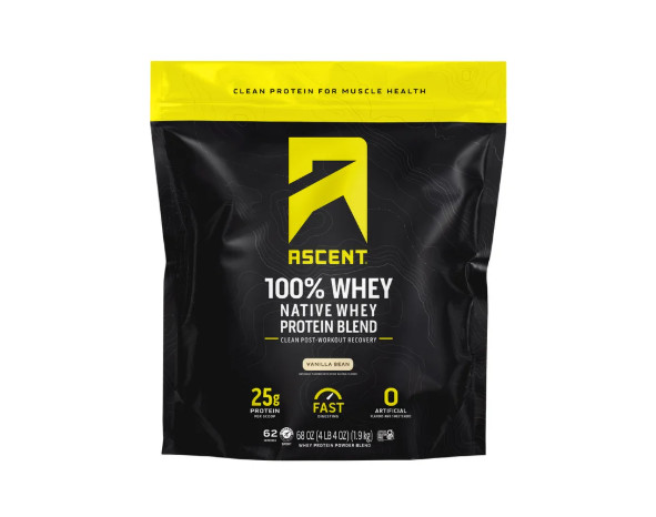 Ascent 100% Whey, Native Whey Protein Blend, Vanilla Bean (4.25 Pounds)