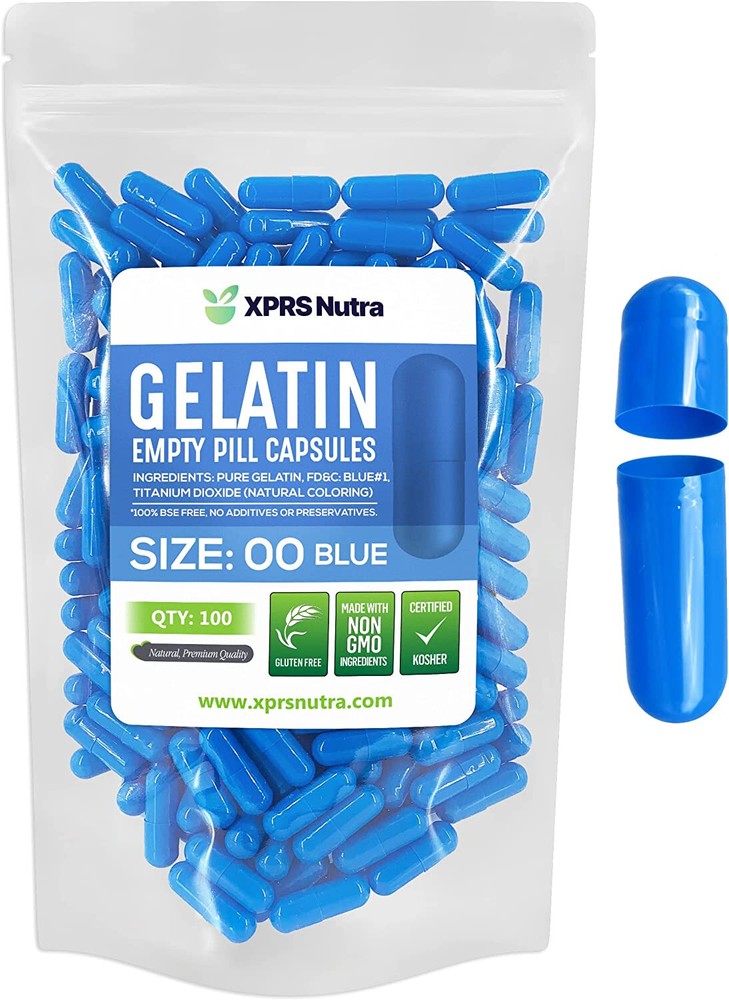 Capsules Express- Size 00 Blue Empty Gelatin Capsules Gelcaps Caps