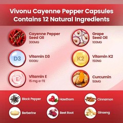 VivoNu Cayenne Pepper Softgels Supports Heart Vein Blood Vessel Health Vitamin E
