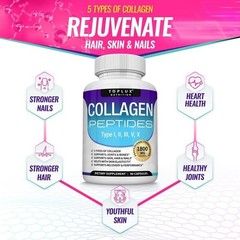 Multi Collagen Peptides 5 Types Complex 1800mg Hair Skin Nails 90 Caps