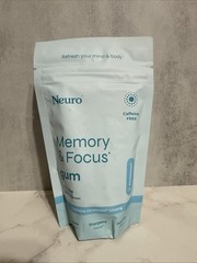 Neuro Memory & Focus Decaf Gum (90 Pieces) Peppermint Flavor – Brand New Sealed