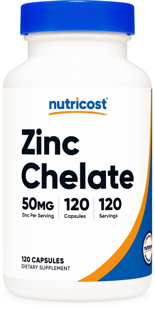 Nutricost Zinc Chelate 50mg, 120 Vegetarian Capsules – Gluten Free and Non-GMO