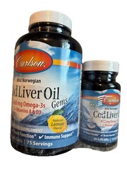 Carlson Wild Norwegian Cod Liver Oil 460 mg 150 + 30 Softgels Lemon Flavor 6/28