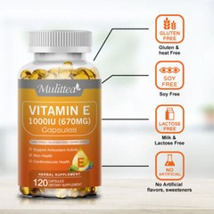Vitamin E 1000IU 670MG Capsules(d-Alpha Tocopherol),Support Antioxidant & Immune