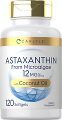 Astaxanthin 12mg | 120 Softgels | from Microalgae, with Coconut Oil | by Carlyle