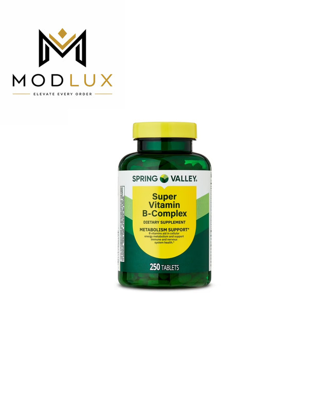 Spring Valley Super Vitamin B-Complex Tablets for Metabolism Support, 250 Count