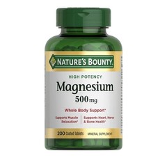 Nature’s Bounty Magnesium 500mg Mineral Supplement 200 Coated Tablets Non-GMO