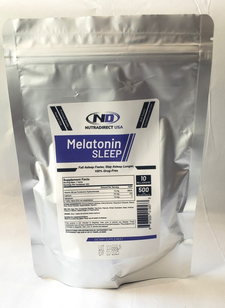 Melatonin 10mg TIME RELEASE Tablets – 500 Tablets EXP: MAR 2026