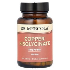 2 X Dr. Mercola, Copper Bisglycinate, 180 Tablets (4 mg per Tablet)
