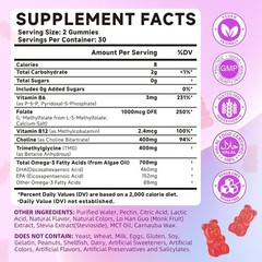 L-Methylfolate (5-MTHF) Gummies 1000mcg for MTHFR, Folate Supplement for Adults