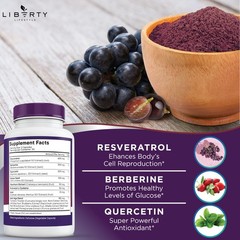 Liberty Lifestyle Resveratrol, Berberine, Grape Seed 60 Count (Pack of 3)