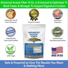 Advanced Acacia Fiber Powder 16oz Organic Soluble Fiber Leaky Gut Repair Powd…