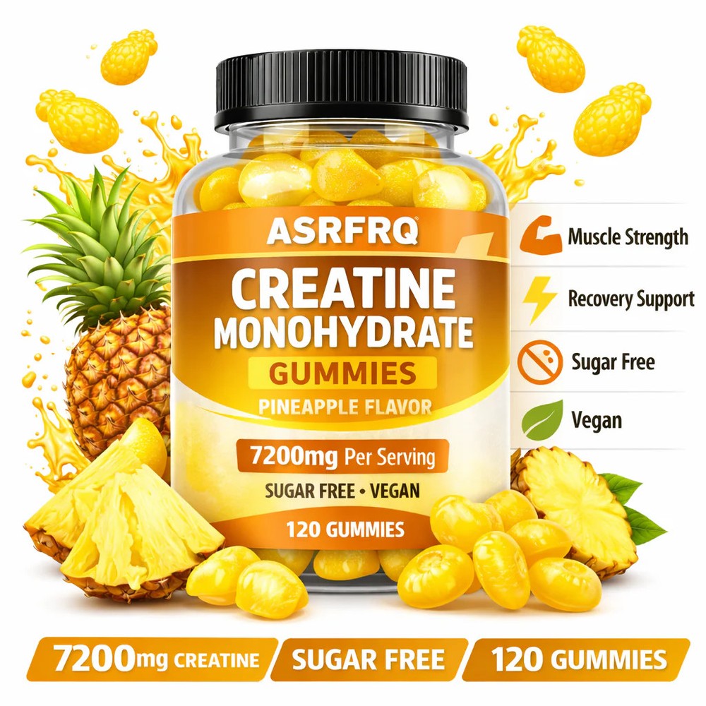 Creatine Monohydrate Gummies for Men & Women 120 CT – 7200mg Creatine Pineapple