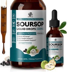 Soursop Graviola Liquid Drop with Elderberry, Lion Mane Mushroom 3X Power Herbal