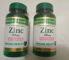 NEW 2x Nature’s Bounty Zinc Supplements 50mg Immune Health Support/ 100Tablets