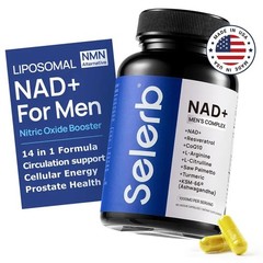 Selerb Men Liposomal NAD+ Supplement, CoQ10 Maca Ashwagandha for Energy Circulat