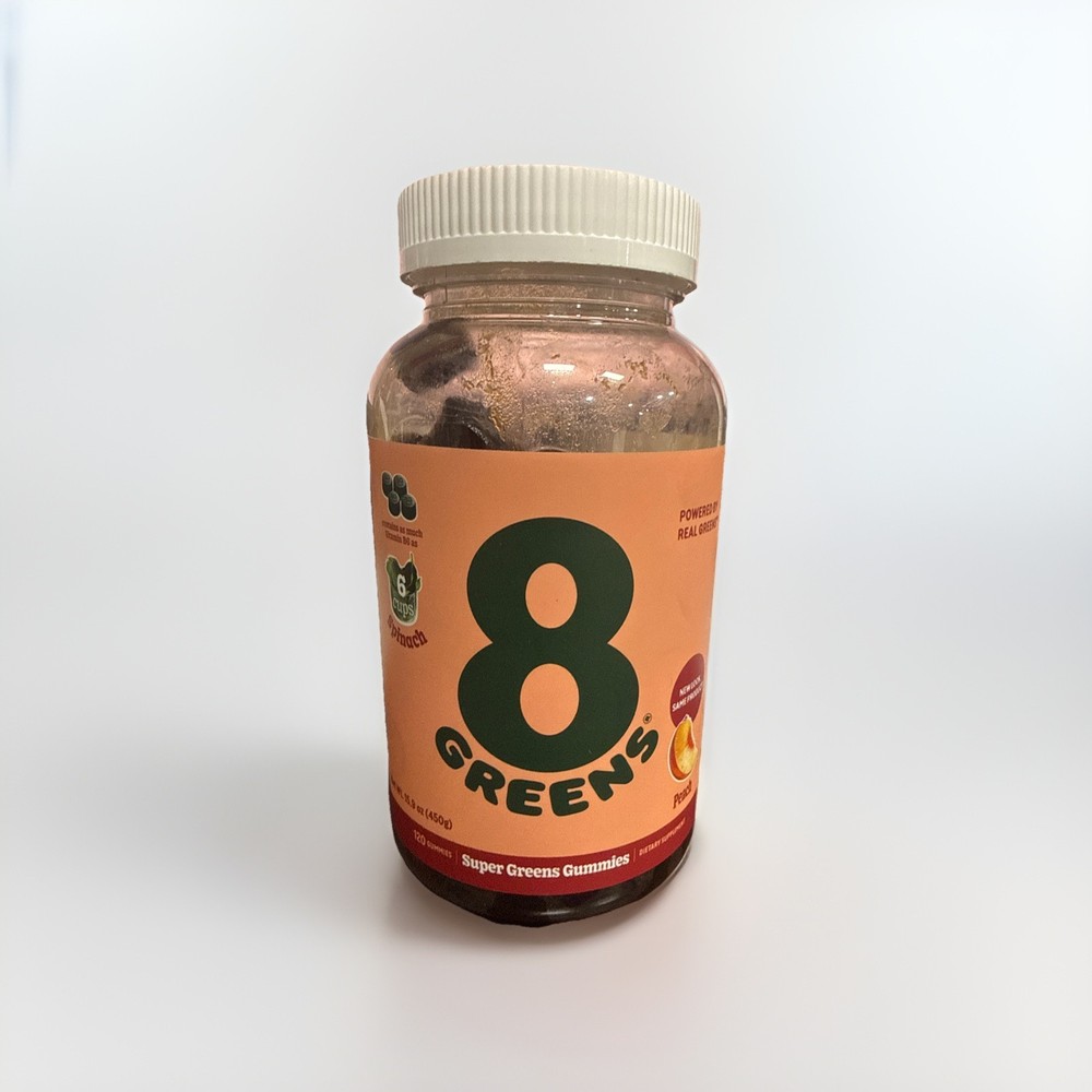 8Greens Gummies Made From Real Greens 30 Day Supply BBD 10/2027 Peach