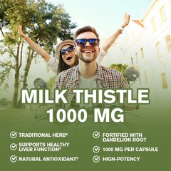 Milk Thistle (Silymarin) Extract 1000mg Supplement Liver Cleanser Detox 120 Caps