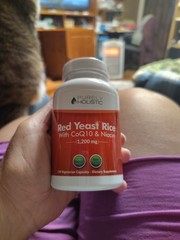 Red Yeast Rice1200mg CoQ10 Niacin 1200mg Ct 120 Vegetarian Capsules Exp:09/2027